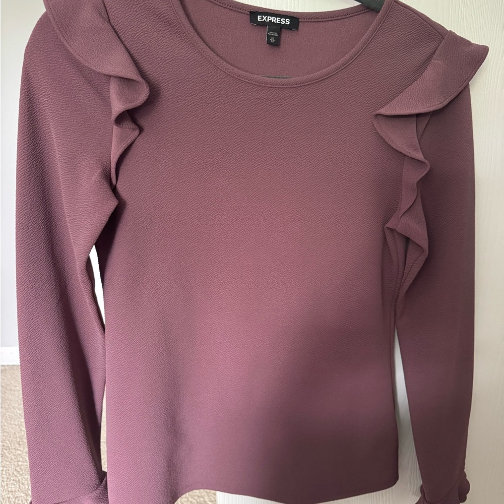 Express Women's Purple Ruffle Top